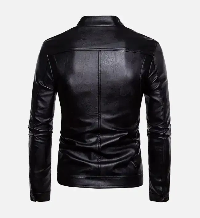 Men’s Classic Slim Fit Black Leather Jacket