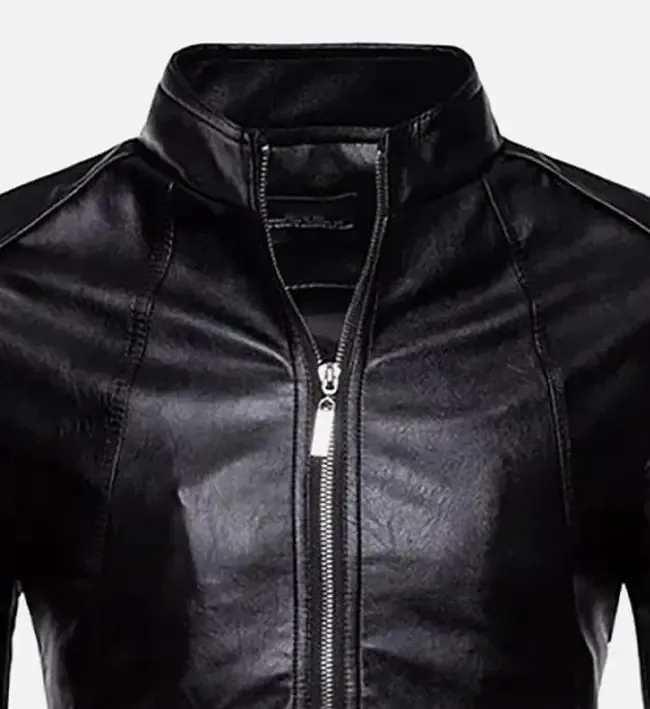 Men’s Classic Slim Fit Black Leather Jacket