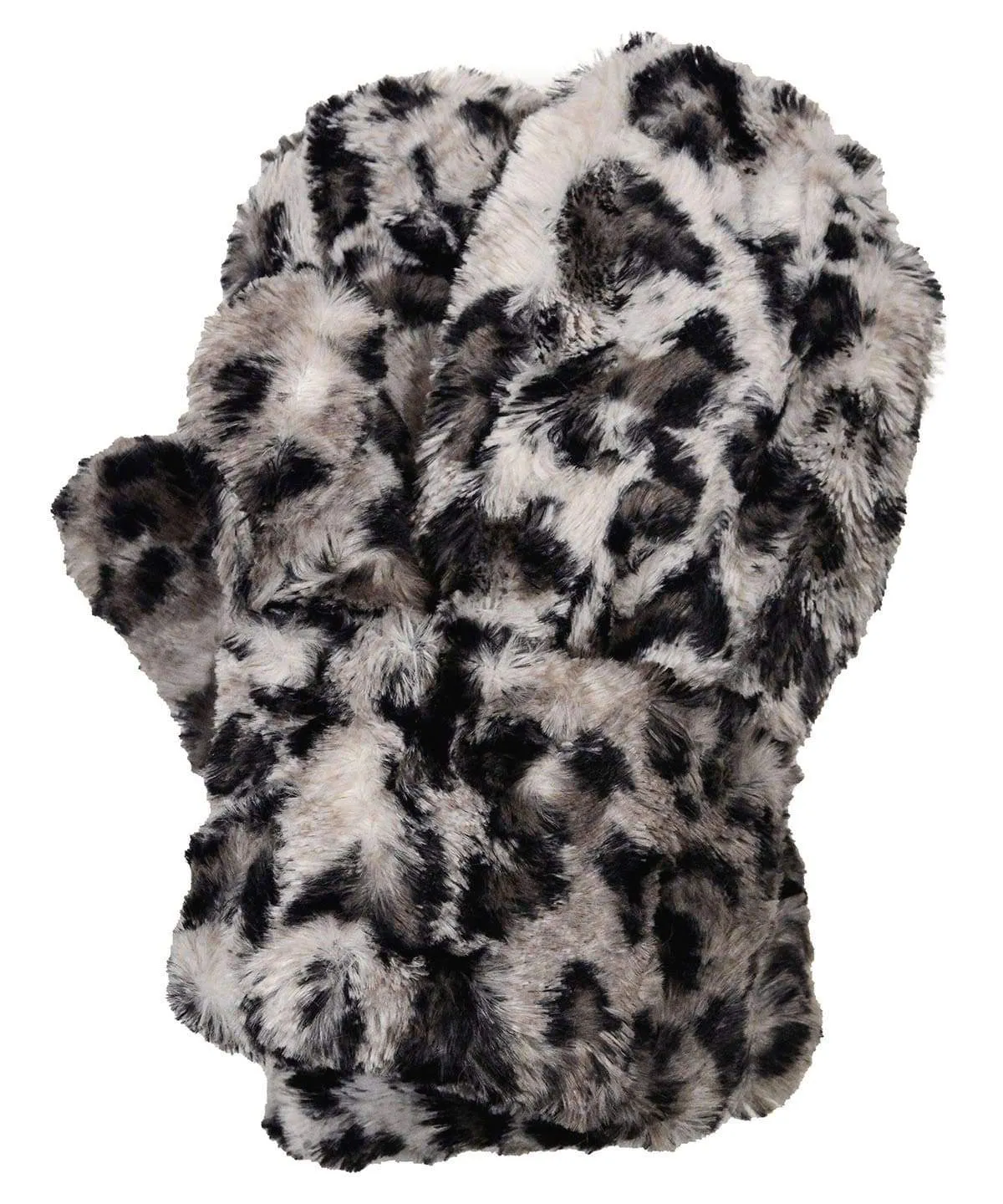 Men's Mittens - Luxury Faux Fur in Savannah Cat in Gray