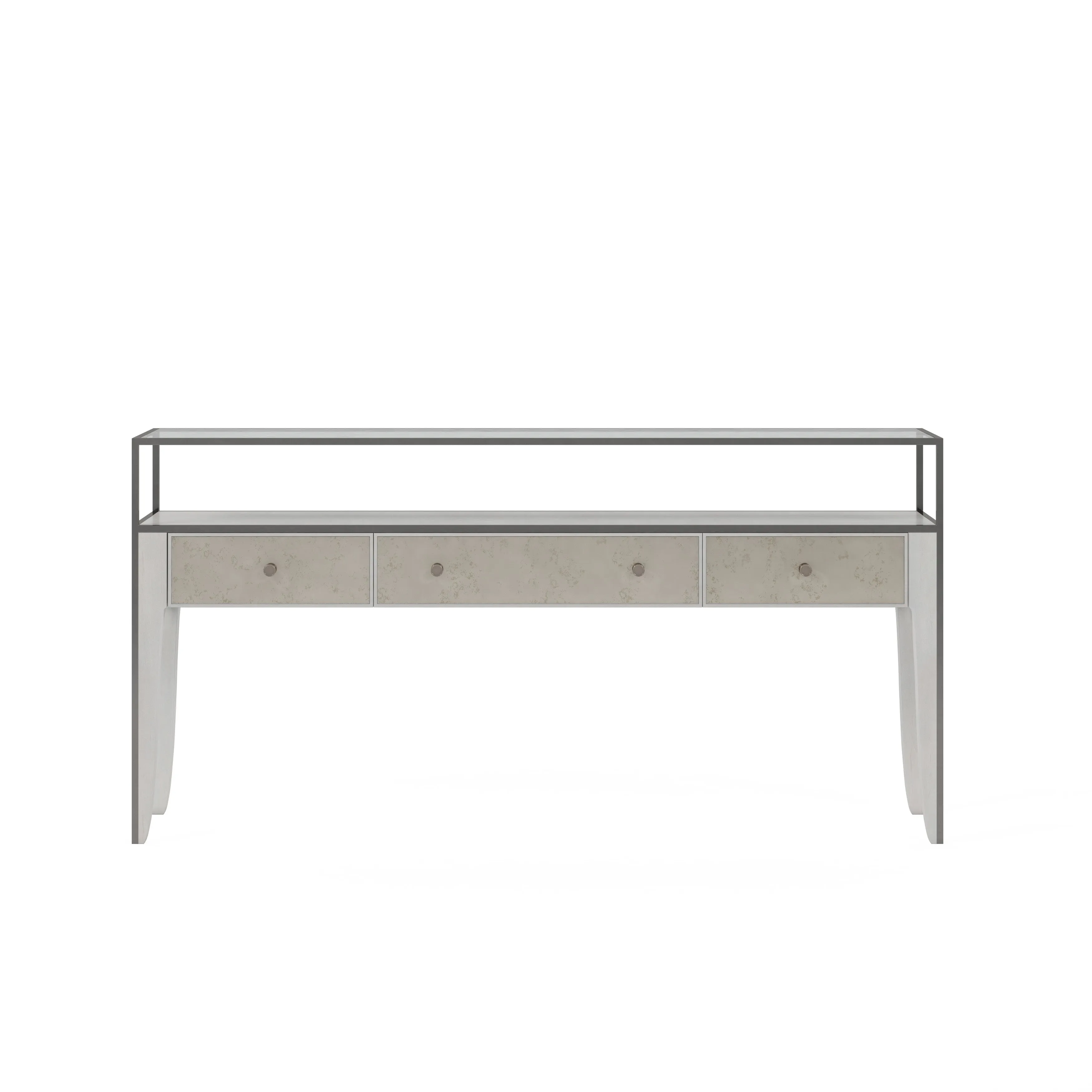 MEZZANINE Dove Grey Wood 3 Drawers Console Table