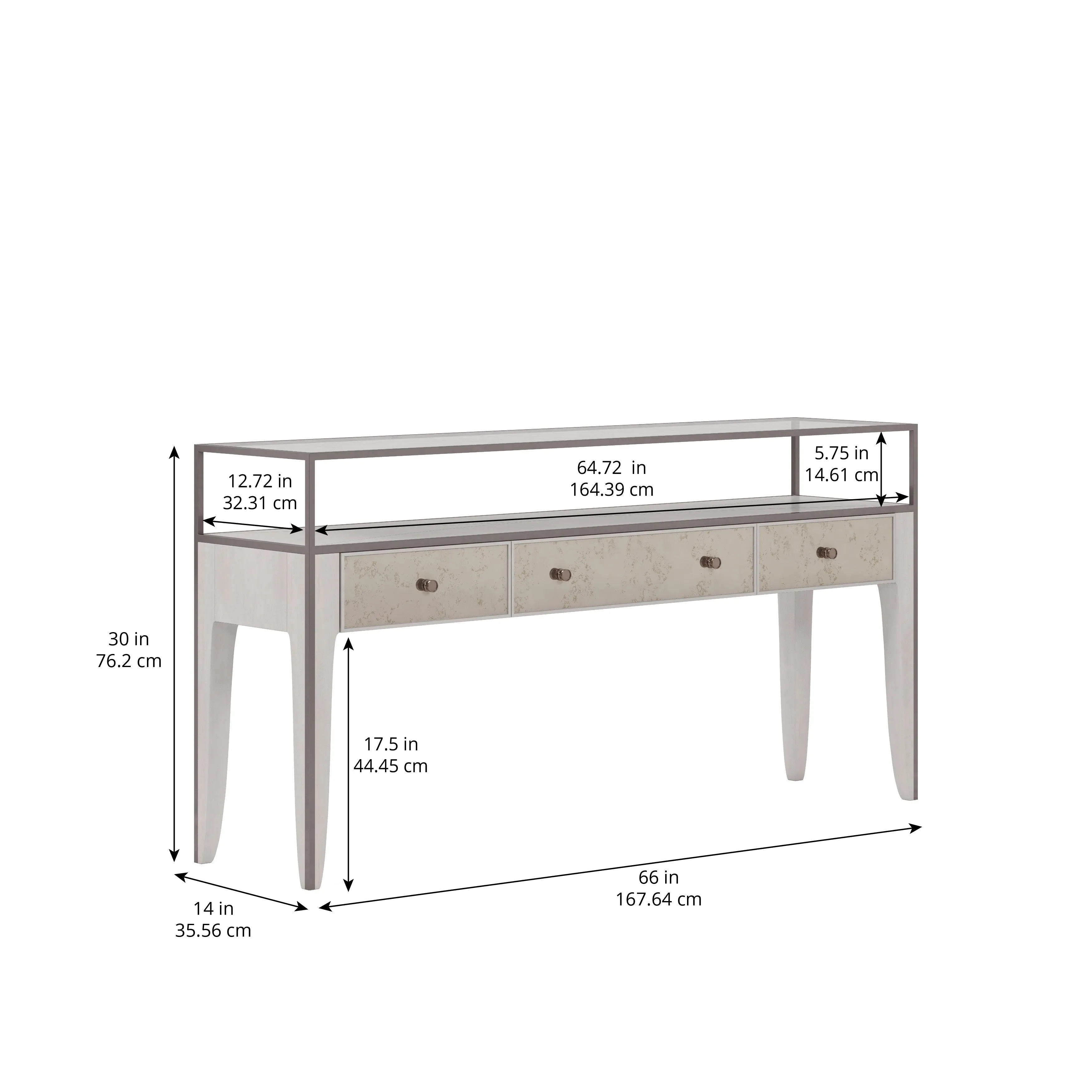 MEZZANINE Dove Grey Wood 3 Drawers Console Table