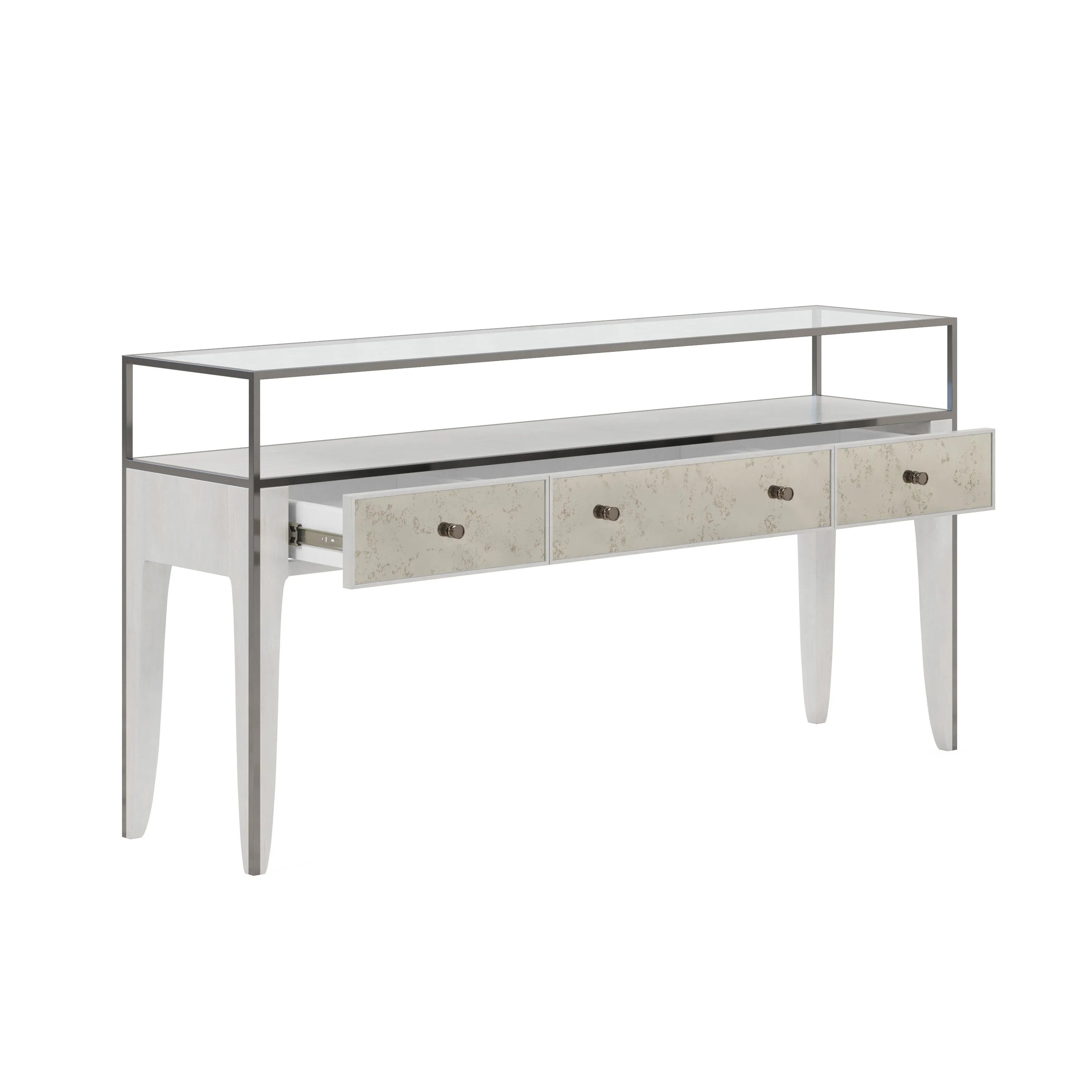 MEZZANINE Dove Grey Wood 3 Drawers Console Table