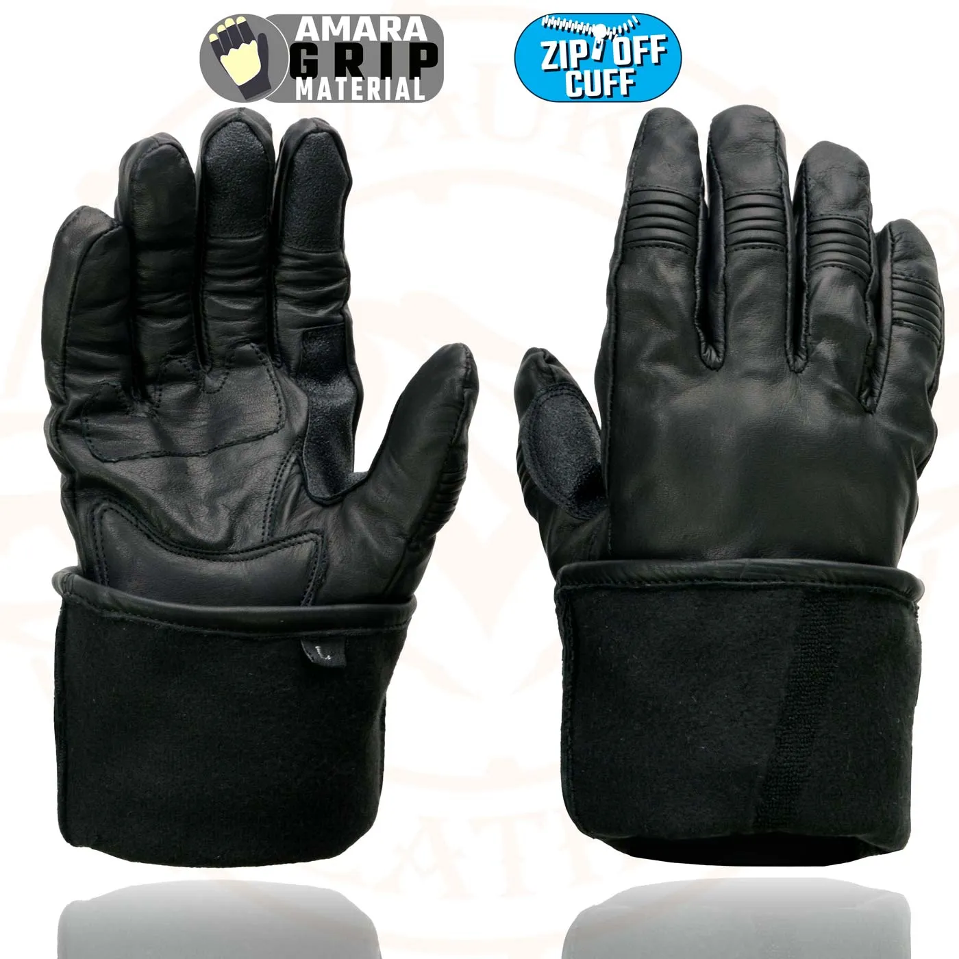 Milwaukee Leather Men's Gauntlet Motorcycle Hand Gloves-Removeable Zip-Off-Long Cuff Thermal Lined Gel Palm-SH710