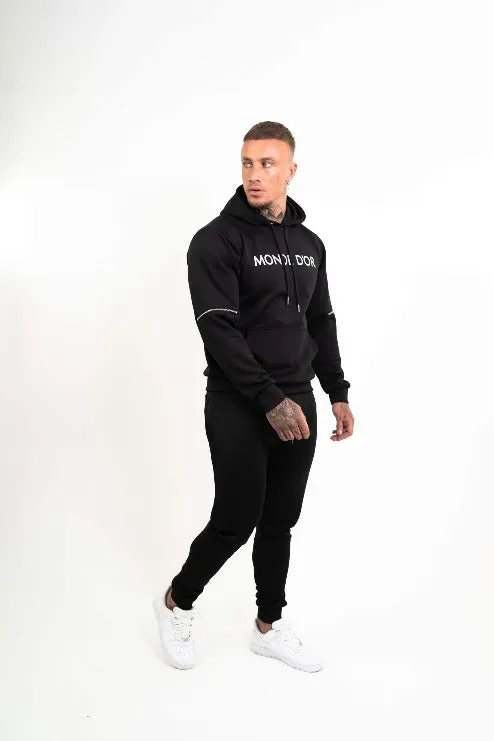 Monde D'or Men's  Black Hoodie With White Logo