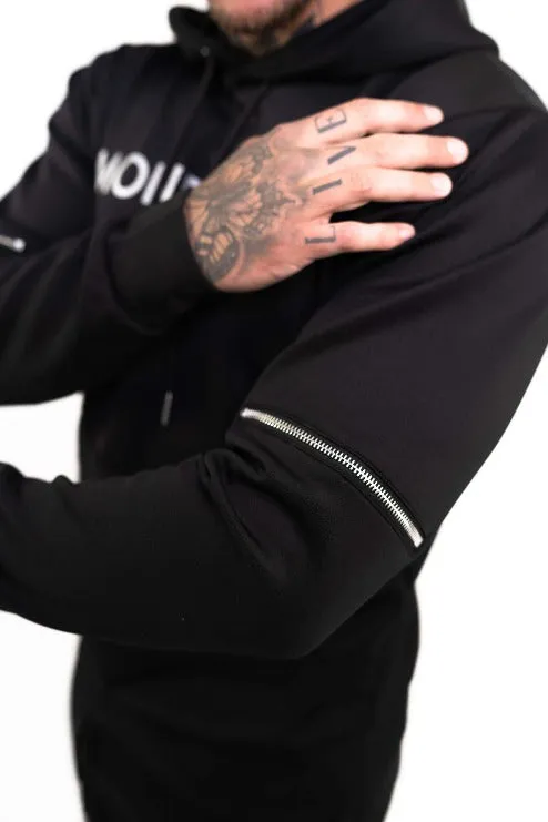 Monde D'or Men's  Black Hoodie With White Logo