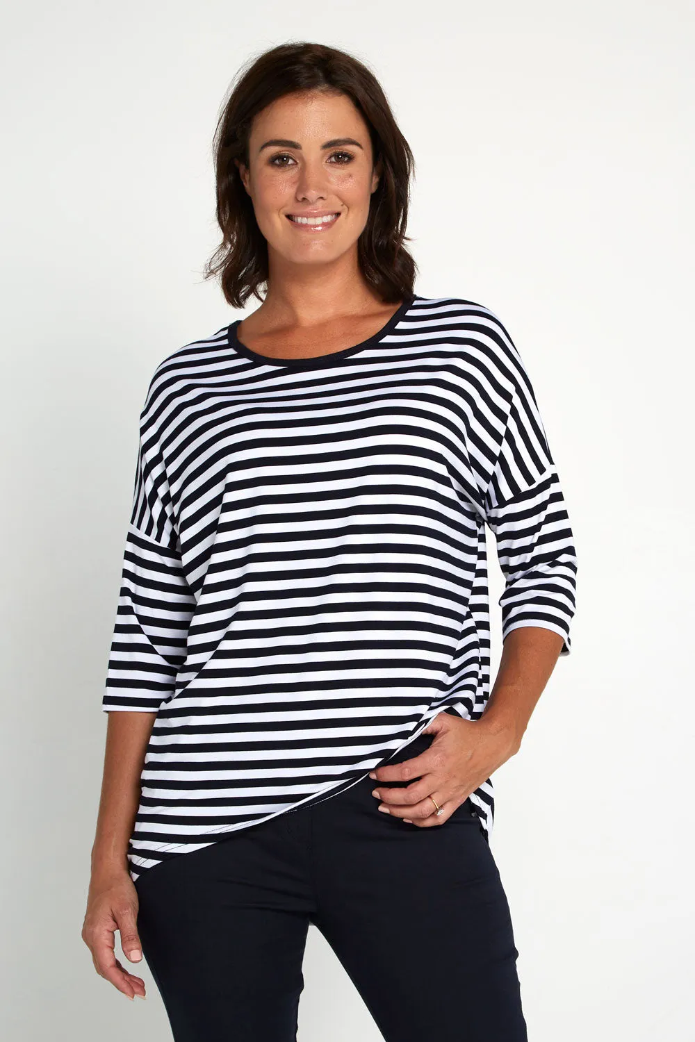 Montmartre Bamboo Top - Navy White Stripe