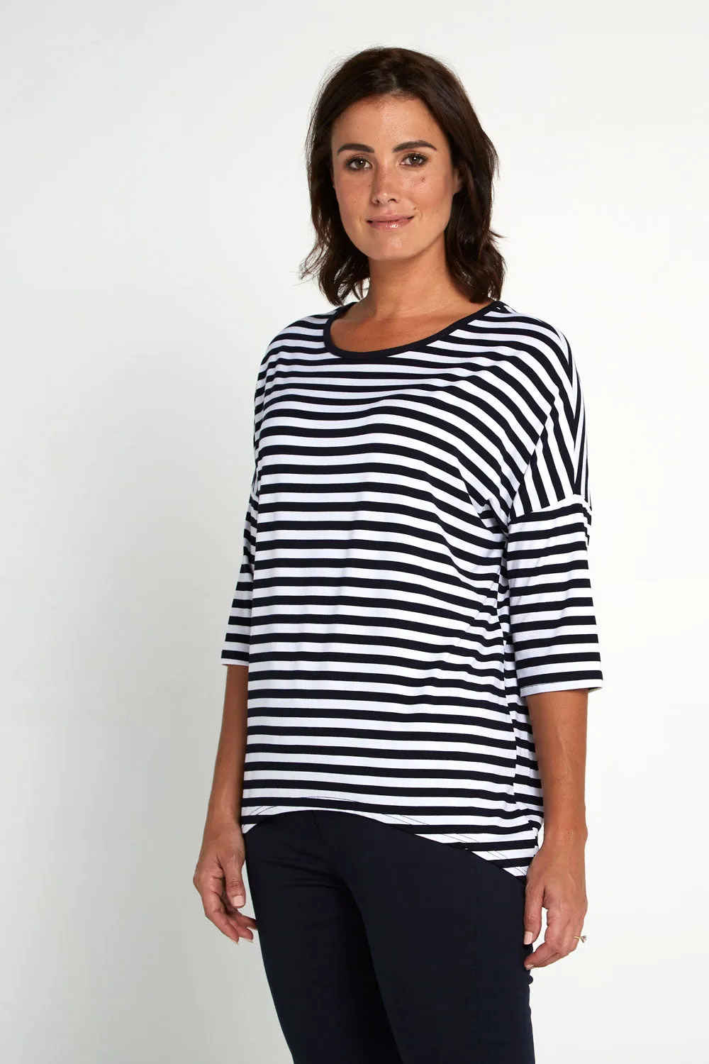 Montmartre Bamboo Top - Navy White Stripe