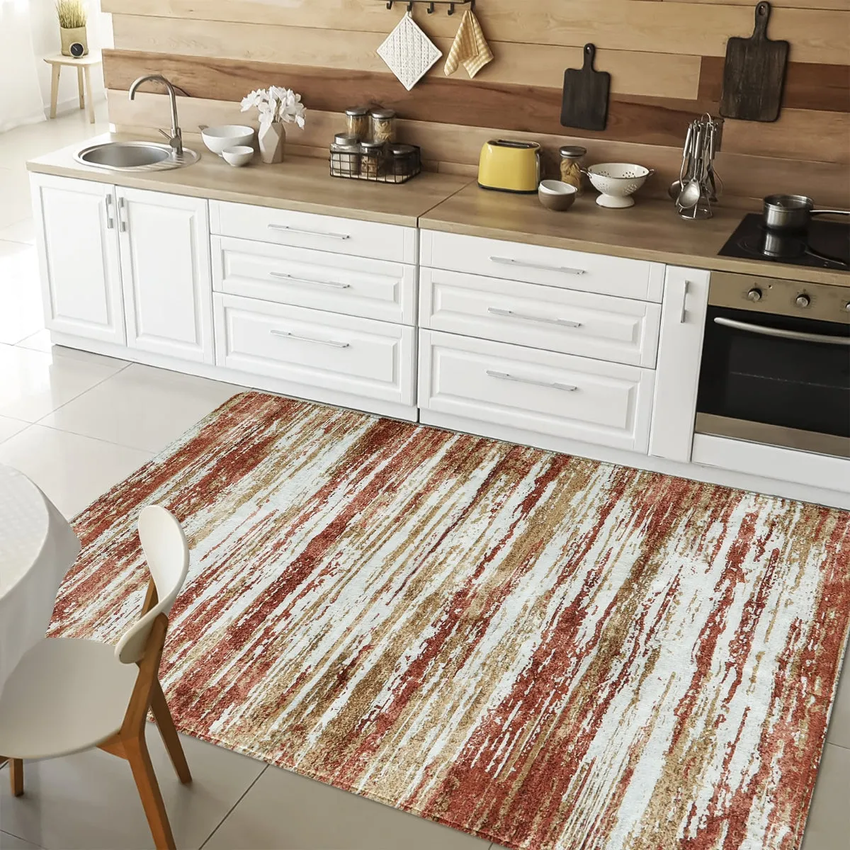 Nadia Modern Ombre Abstract Dark Red/Orange Area Rug