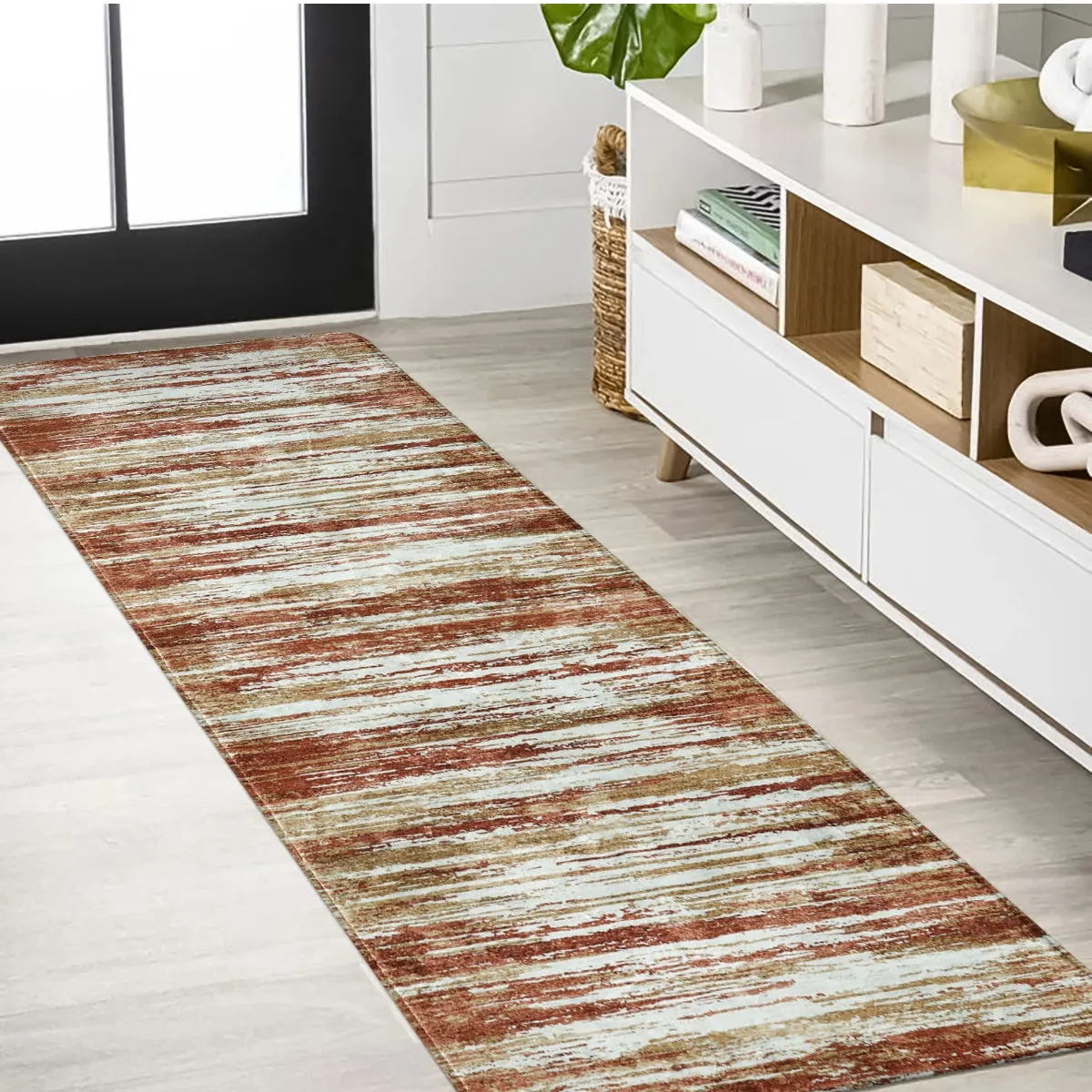 Nadia Modern Ombre Abstract Dark Red/Orange Area Rug