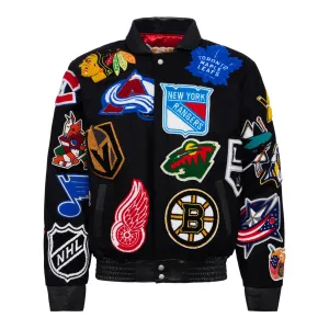 NHL COLLAGE WOOL & LEATHER JACKET Black