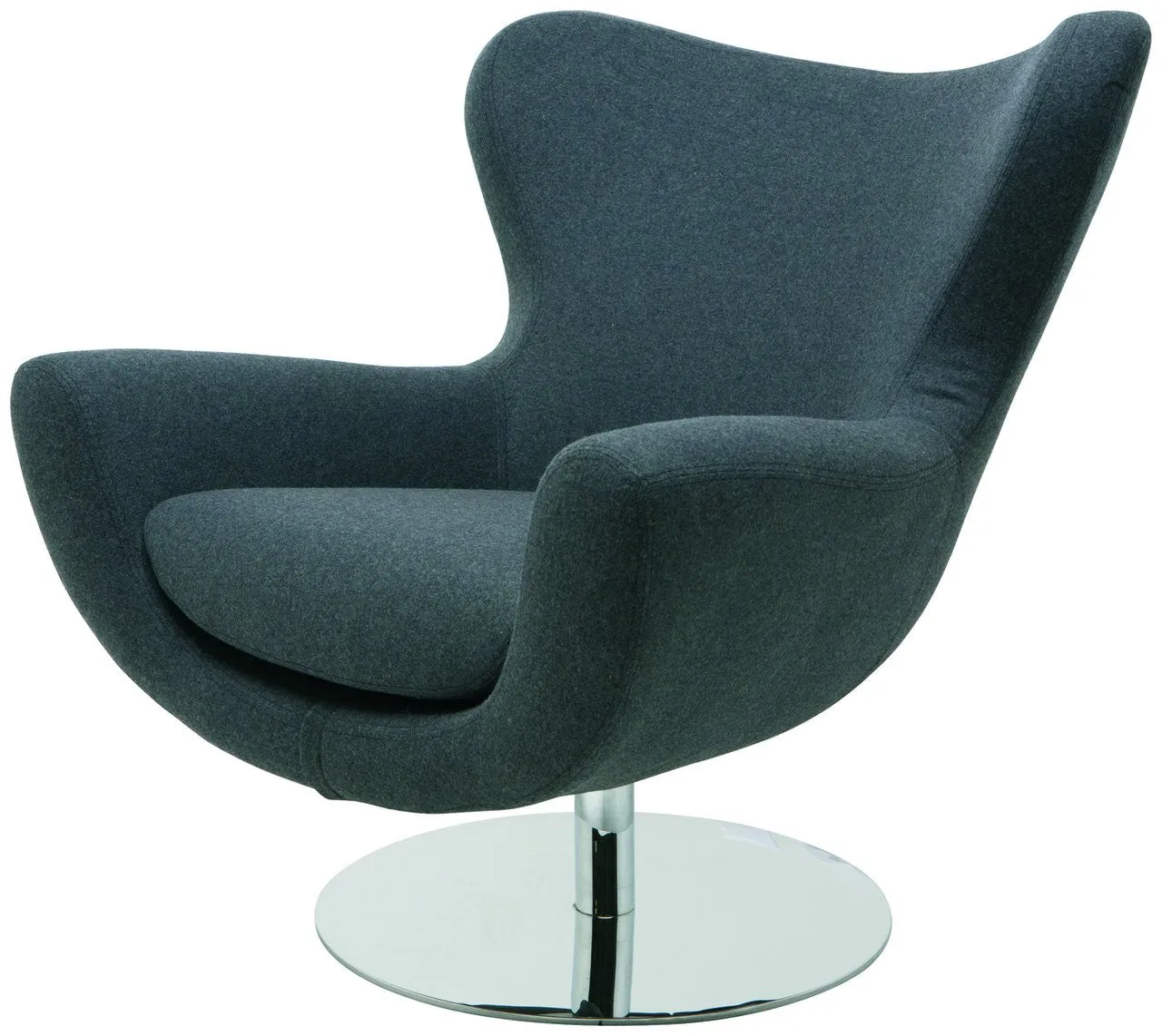 Nuevo Conner Lounge Chair in Dark Grey Wool Upholstery