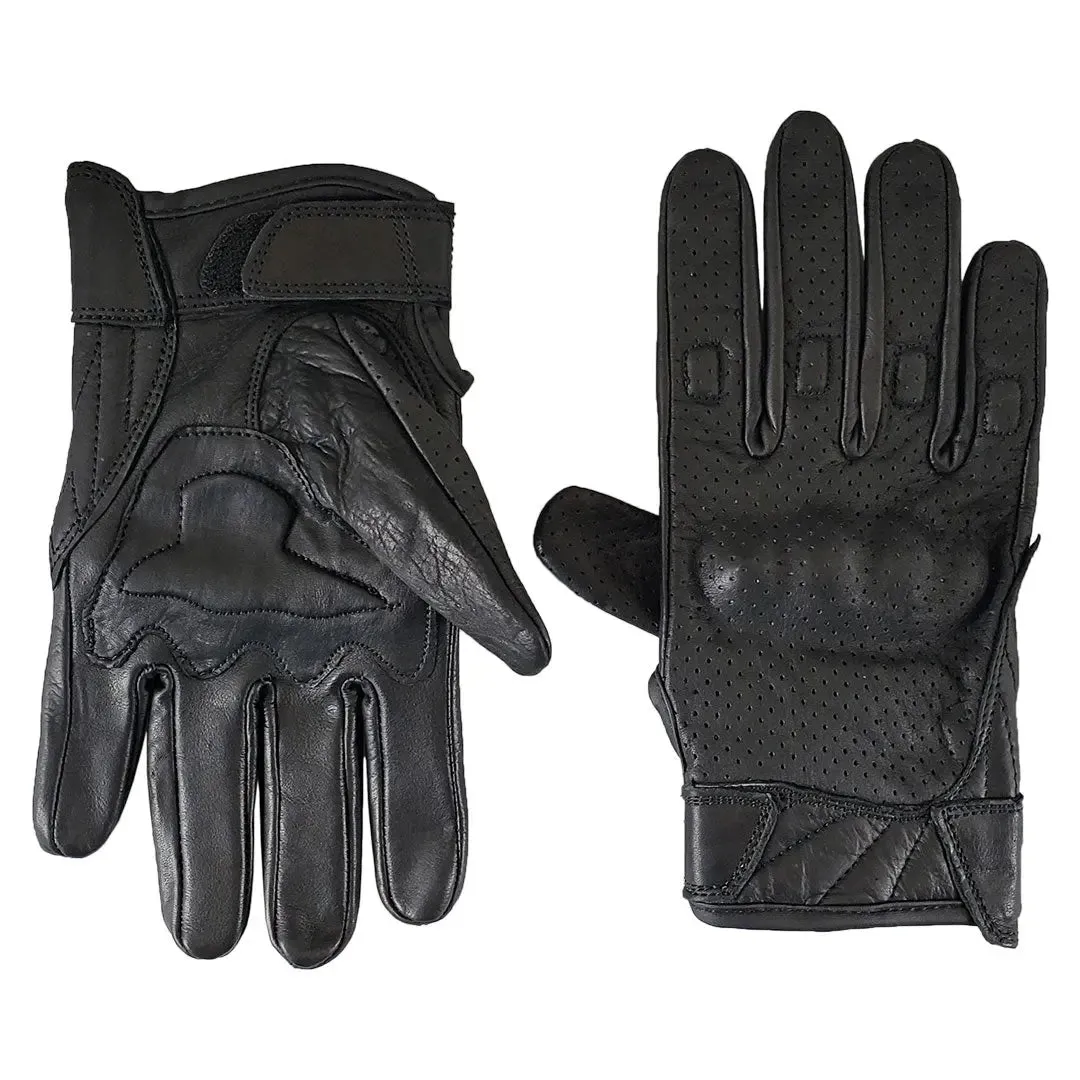 Open Road Men's Perforated Armored Leather Motorcycle Gloves