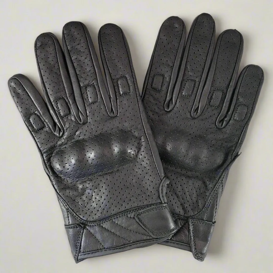 Open Road Men's Perforated Armored Leather Motorcycle Gloves