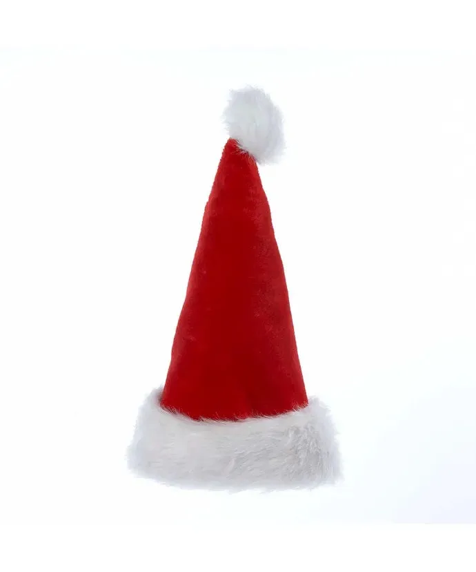 Plush Santa Hat With Fur Cuff and Pom-Pom, H2003, Kurt Adler