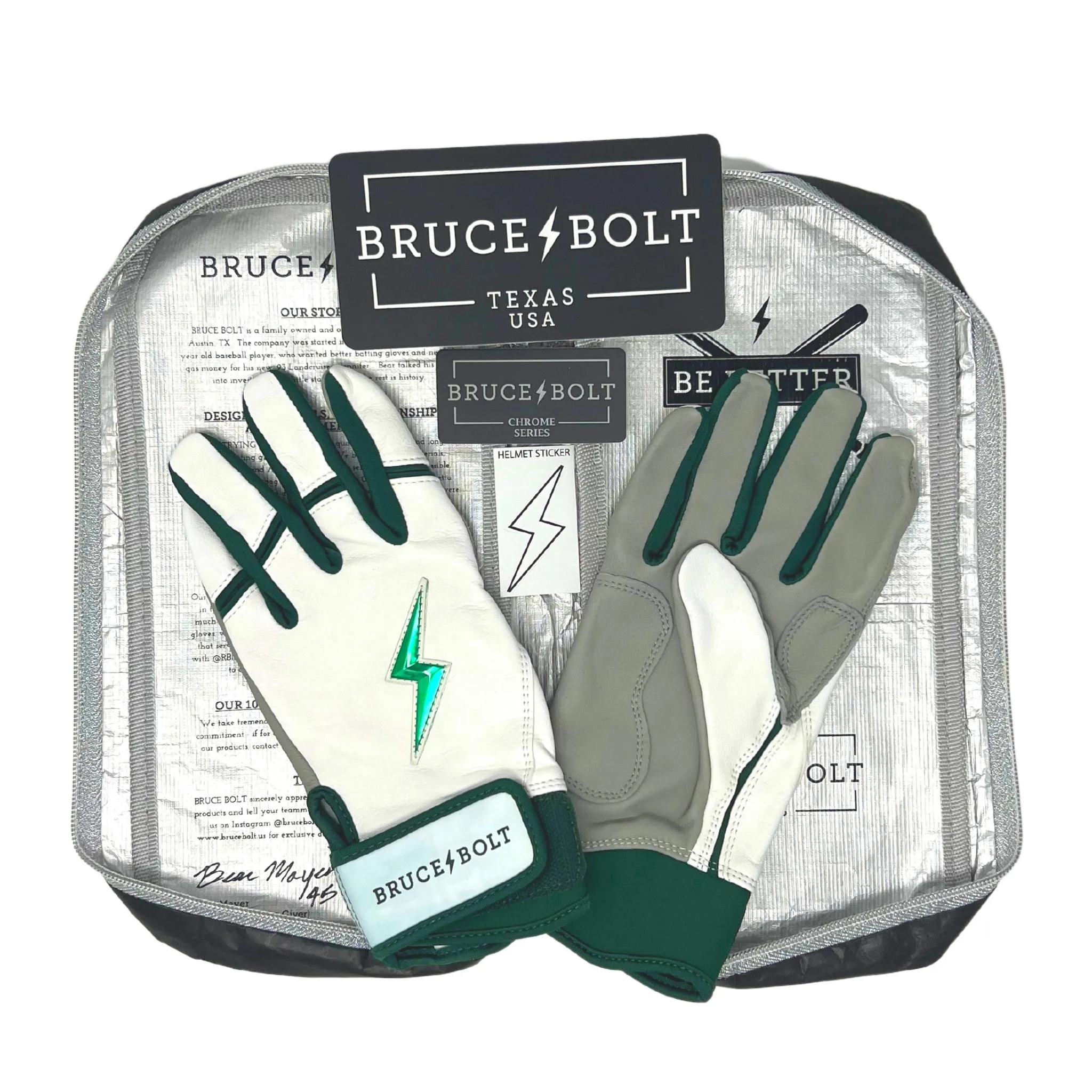 PREMIUM PRO CHROME Series Short Cuff Batting Gloves | GREEN