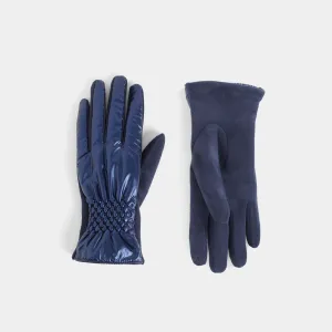 Puffer Stretch Wrist Touchscreen Gloves - Navy