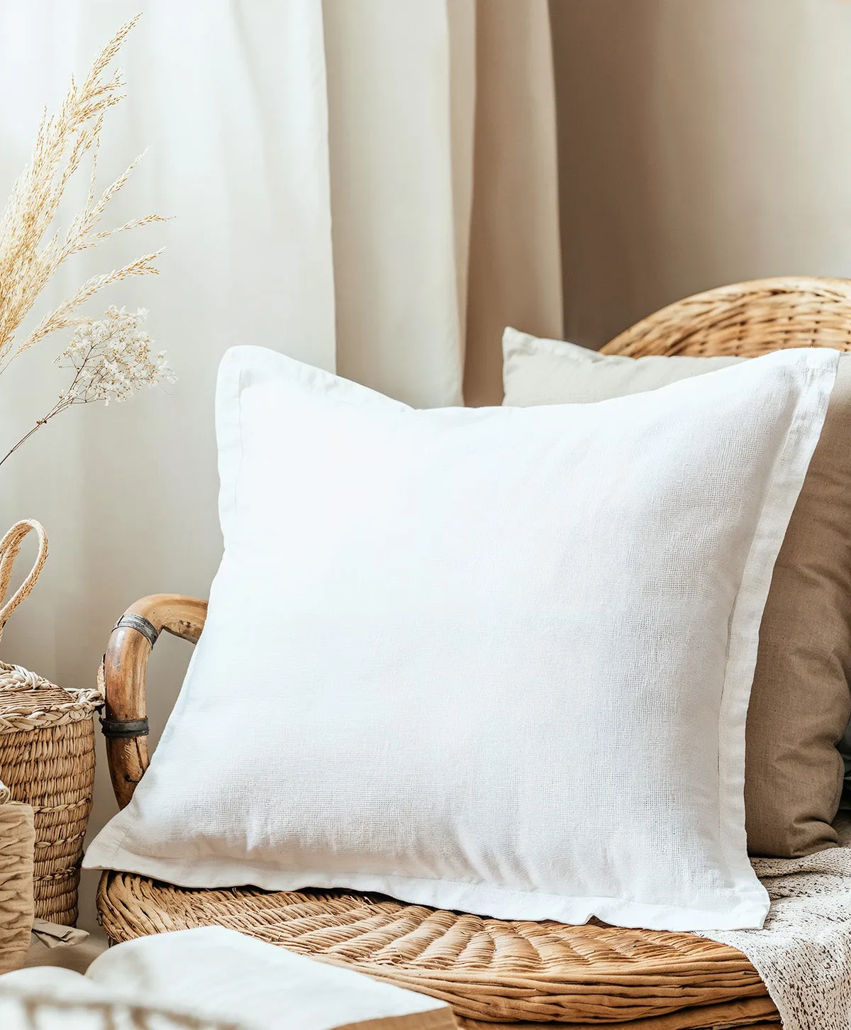 Pure White Linen Cushion Cover