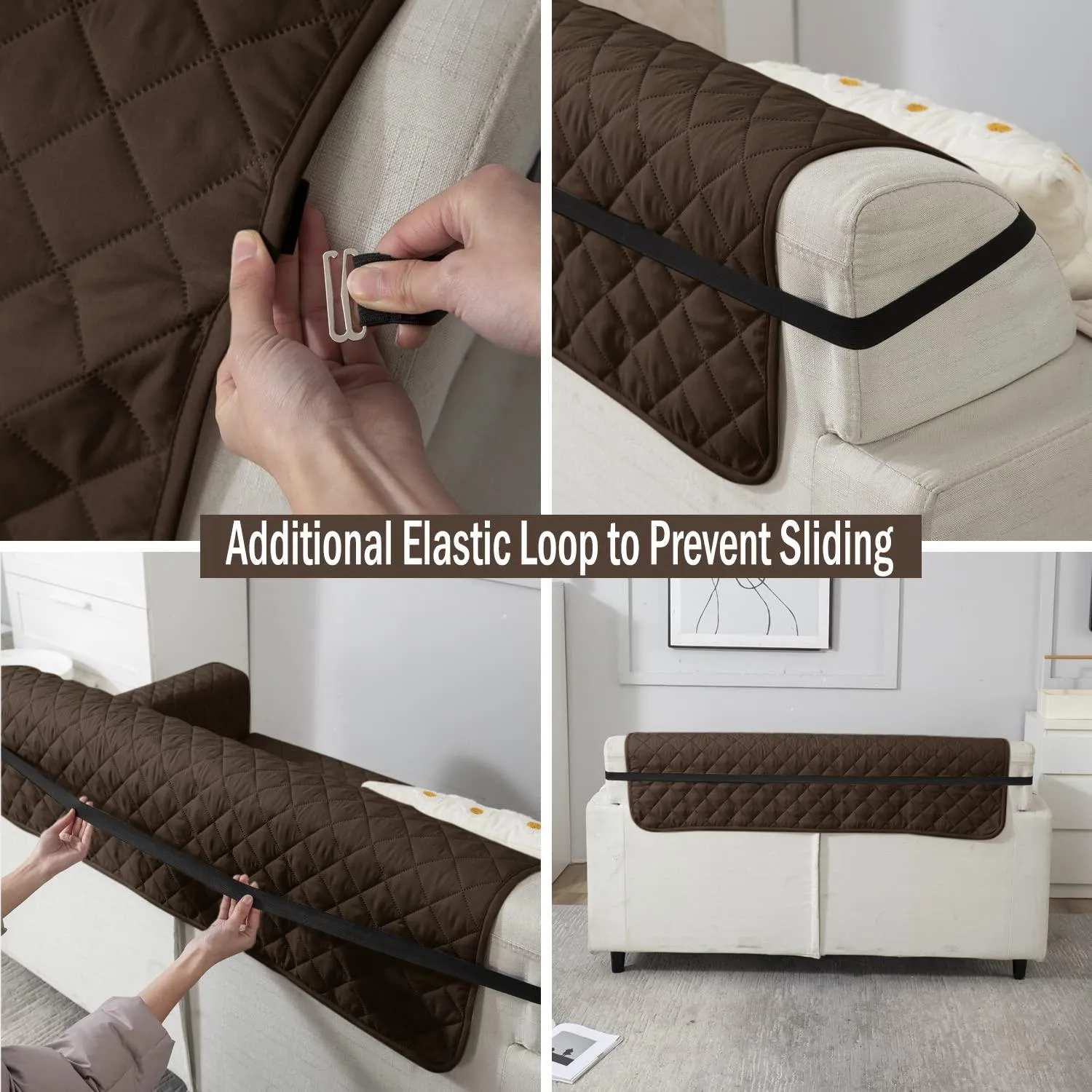 Quilted Polyester Sofa Cover Mat Pet Friendly, Chocolate Brown