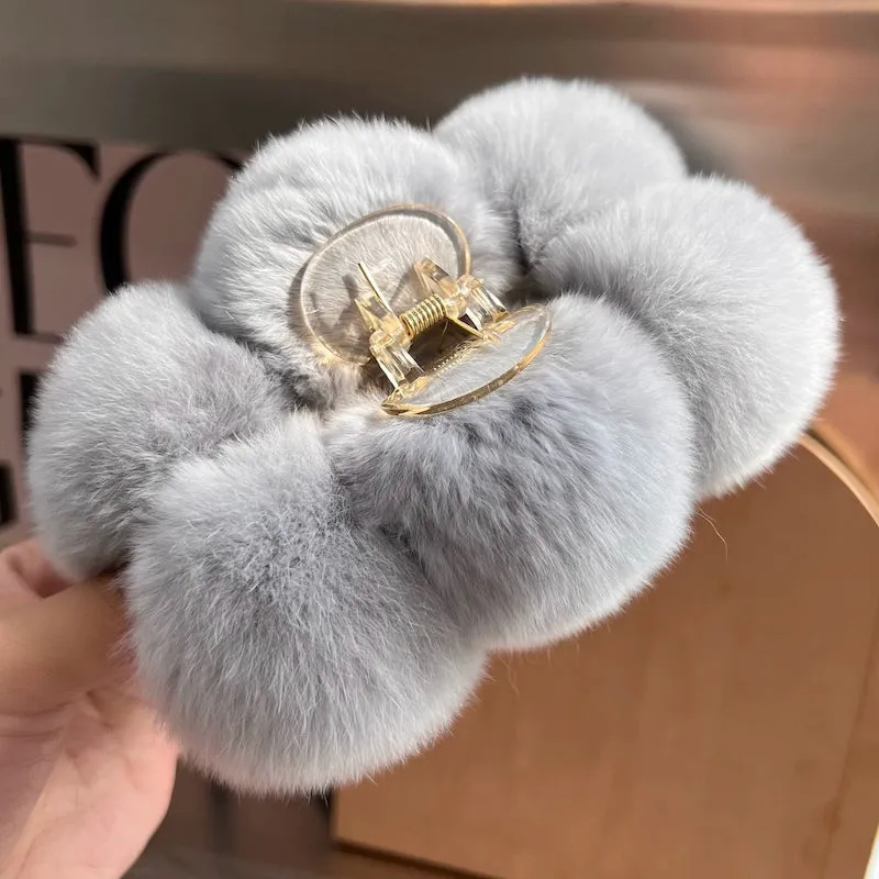 Rabbit Fur Plush Hair Clip