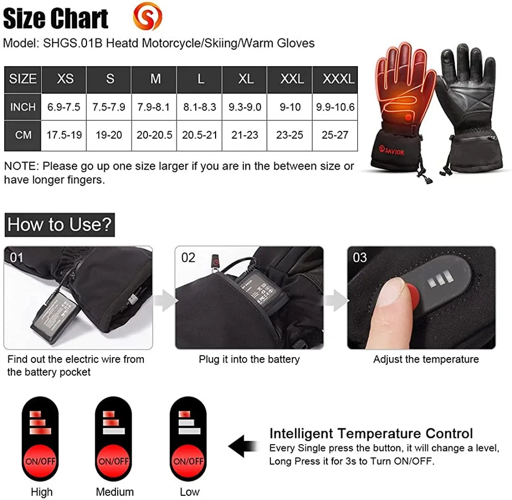 Savior Leather Waterproof Heated Gloves