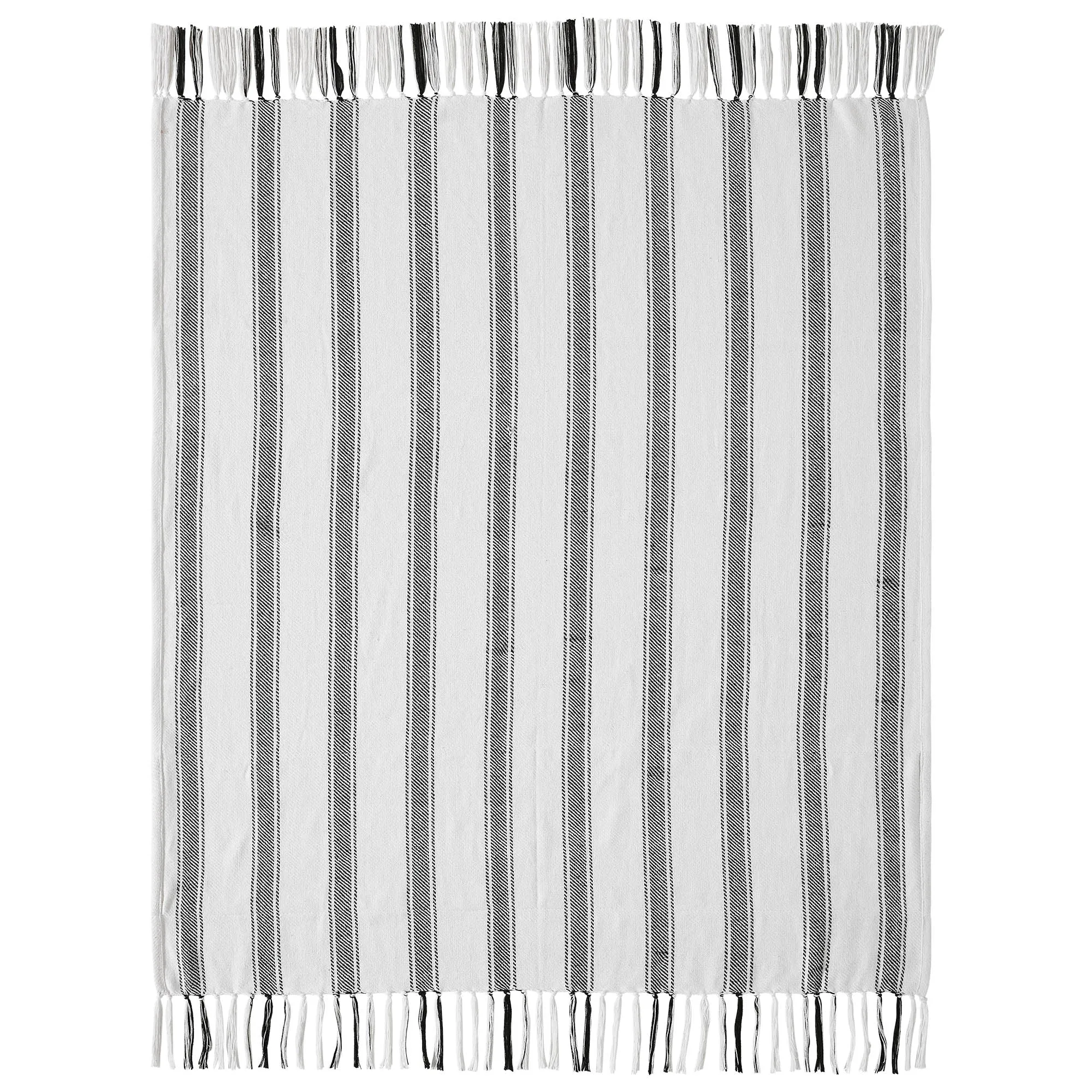 Sawyer Mill Black Ticking Stripe Woven Throw 50x60