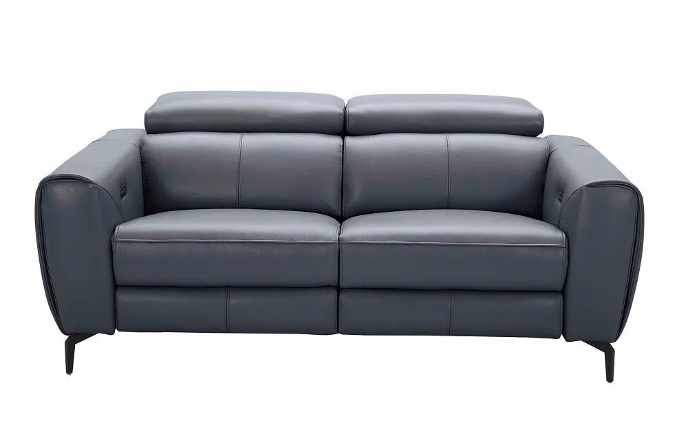 Scuzzo Blue Gray Reclining Leather Loveseat