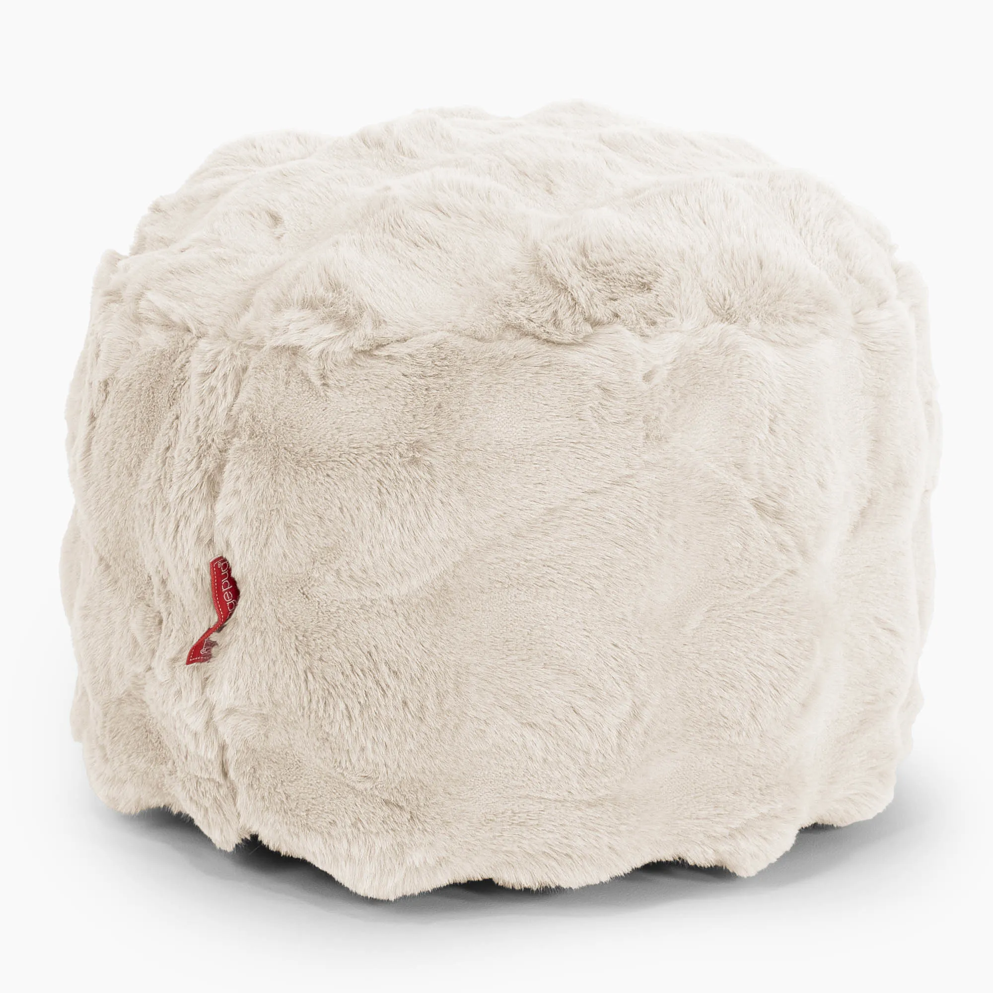 Small Round Footstool - Bubble Faux Fur Cream