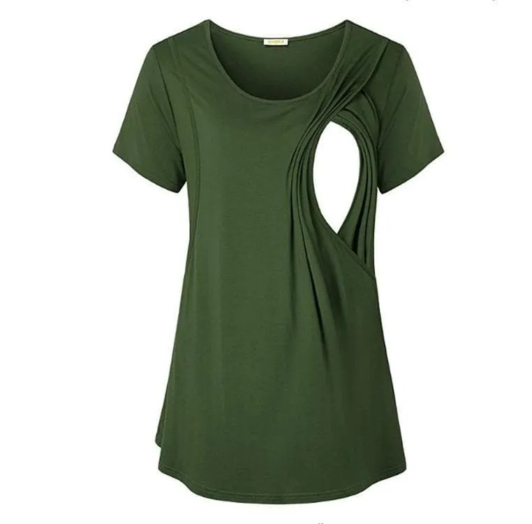 Solid Colors Soft Short Sleeve Nursing Top (4 colors)