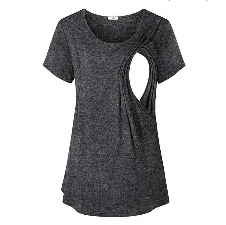 Solid Colors Soft Short Sleeve Nursing Top (4 colors)