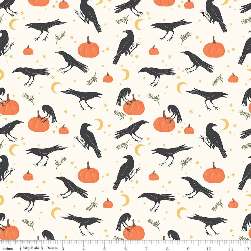 Sophisticated Halloween | Vintage Crows Cream by My Mind's Eye for Riley Blake | C14621-CREAM