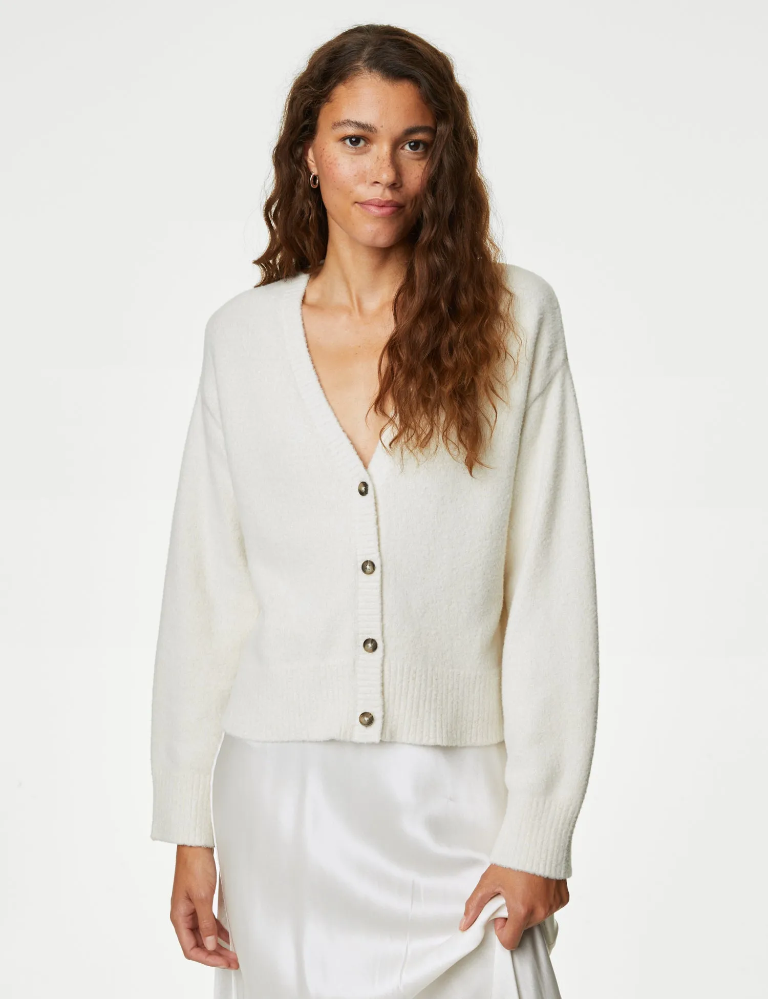 Sparkly V-Neck Button Through Cardigan