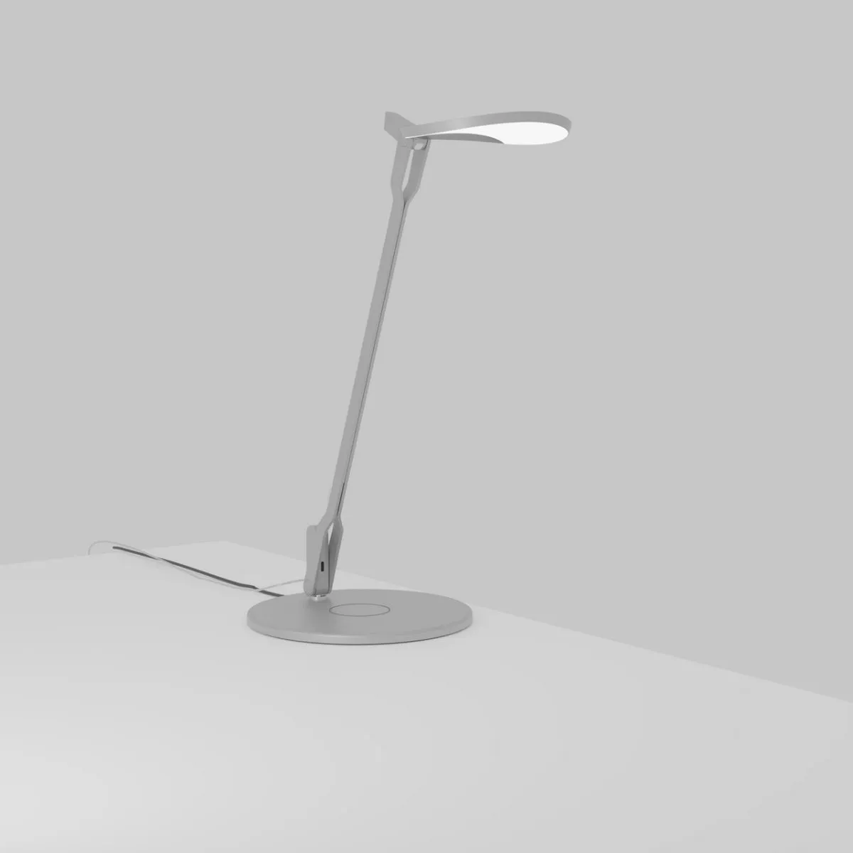 Splitty Pro Silver Contemporary LED Desk Lamp with Wireless Charging Base and USB Port