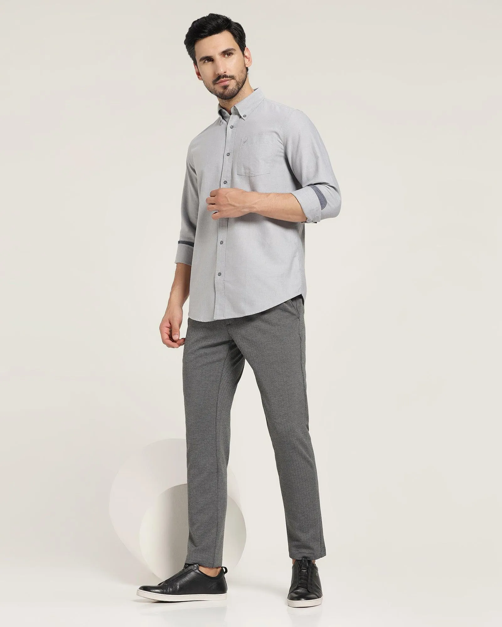 Super Slim Phoenix Casual Black Textured Khakis - Joffrey