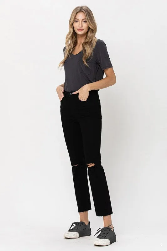 Thea High Rise Straight w Raw Hem