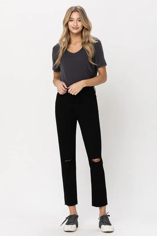 Thea High Rise Straight w Raw Hem