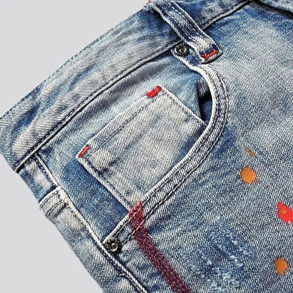 Tiny red stitching street jeans