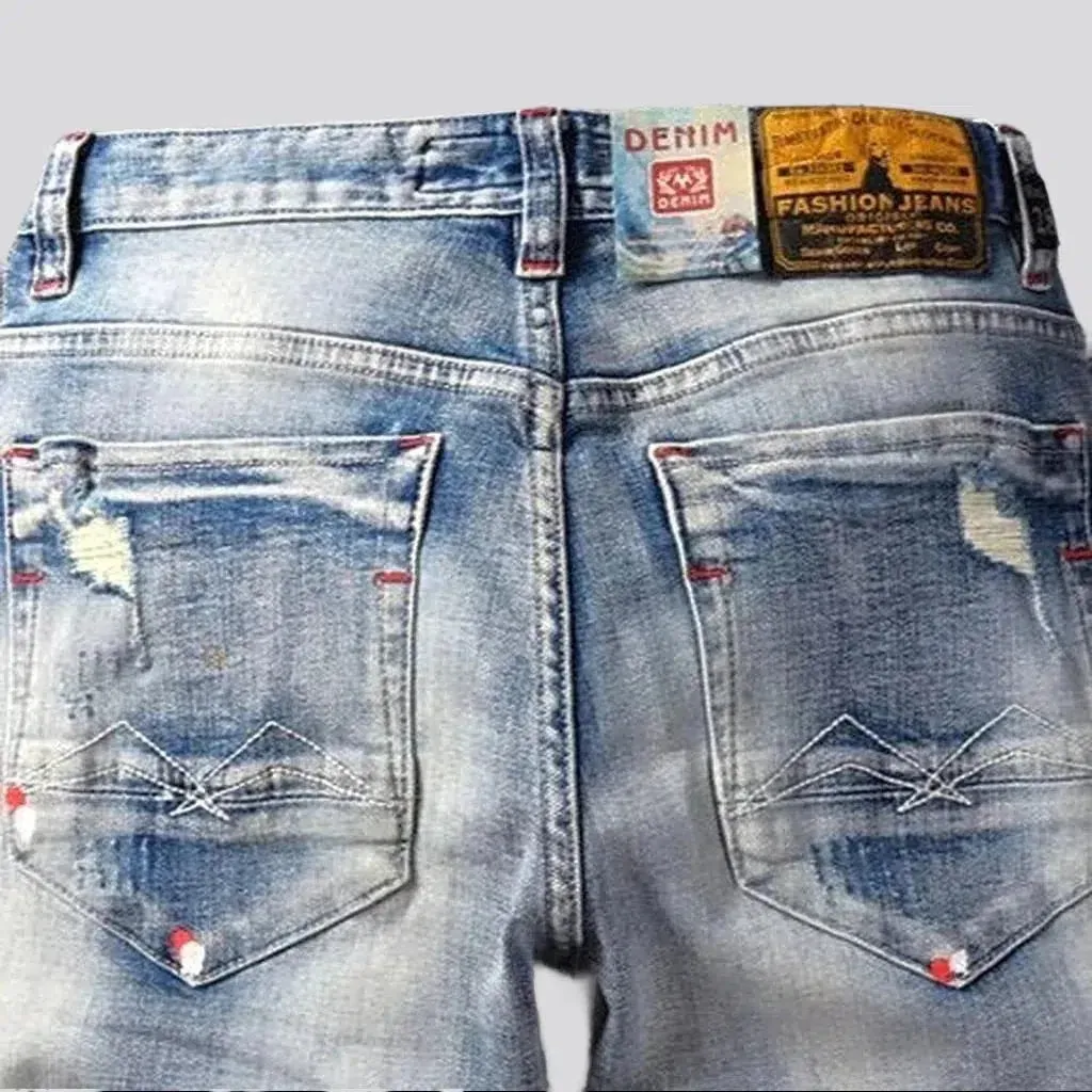 Tiny red stitching street jeans