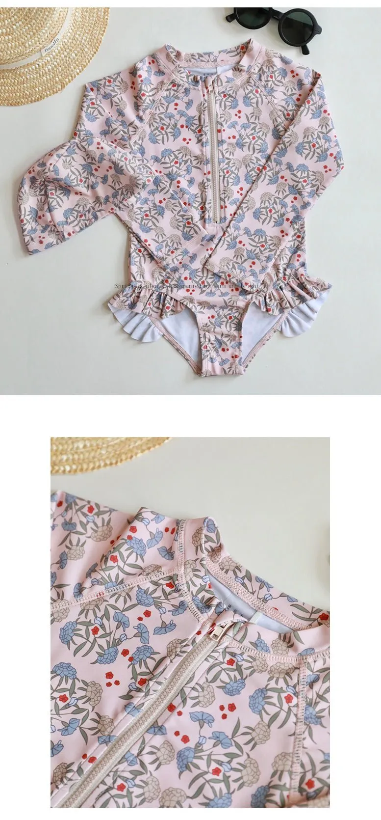 Toddler/Kid Girl's Long Sleeve Floral Print Design Swimsuit (4 Designs)