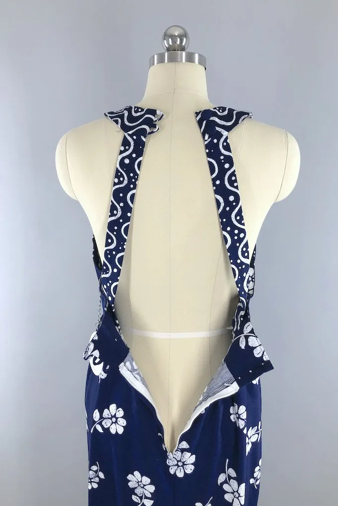 Vintage Navy Blue Halter Dress