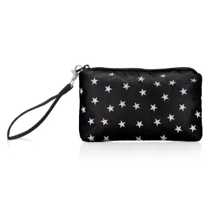 Zip Wristlet - Shimmer Black with Myriad White Stars